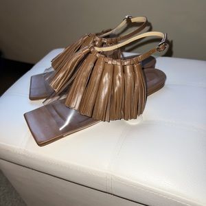 A.W.A.K.E. MODE Brown Charlie tassel sandals Sz 39 -NWT